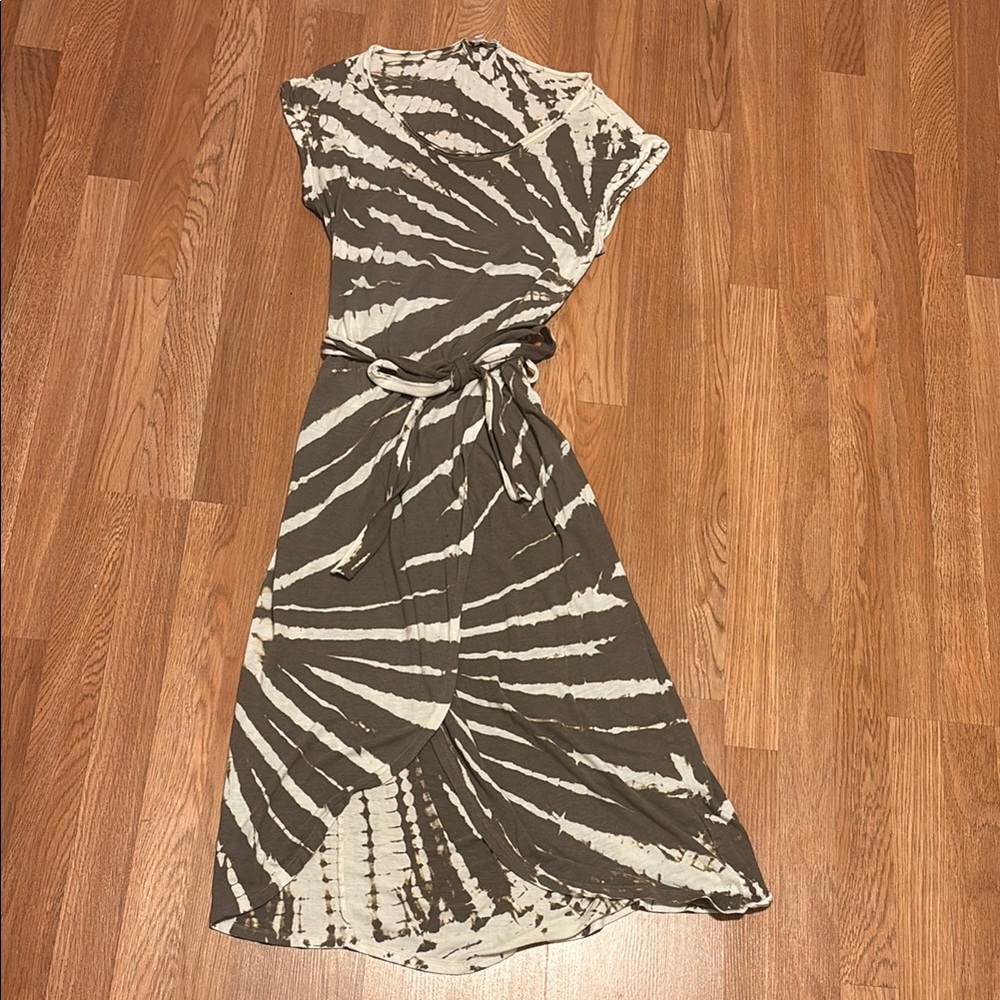Young Fabulous and Broke-Animal hand tie dyed belted cotton dresss